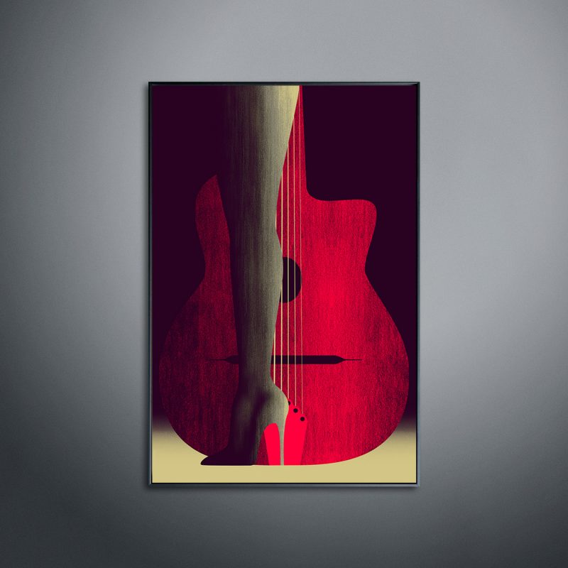 Lady Guitar tirage en subligraphie sur plaque aluminium Chromaluxe | édition limitée | Christophe Andrusin