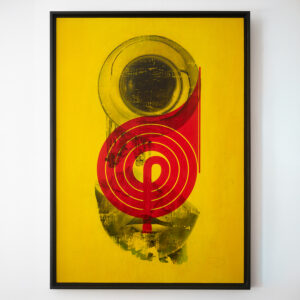 Feu #2/15 sérigraphie sur papier, acrylique et transfert d'encre avec caisse américaine - format 70 x 100 cm + 2 cm de cadre © Christophe Andrusin